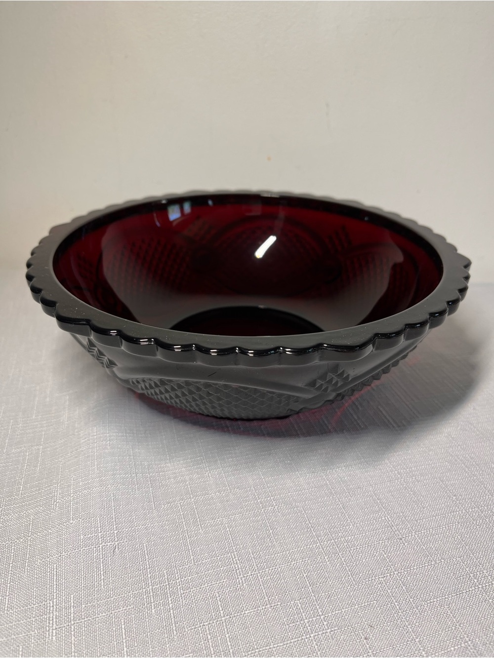 Avon 1876 Cape Cod Collection ruby red serving glass bowl 
Like new